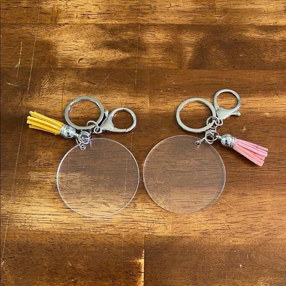 Personalized Round Acrylic Key Chains w Tassel - Picture 11 of 11